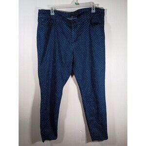 FOREVER 21 Womens Navy Blue Polka Dot Skinny Mid Rise Twill Ankle Pants Size 20